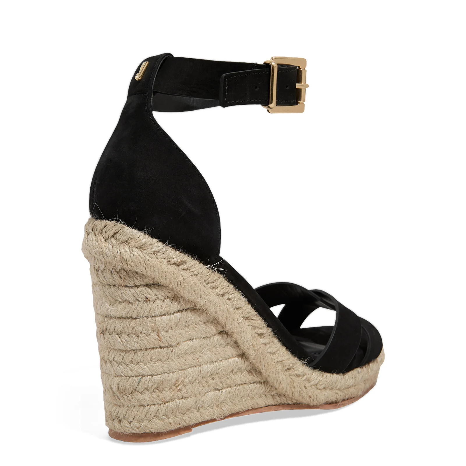 Sandália Espadrille Nobuck Preto Anabela - vista 3 de 4