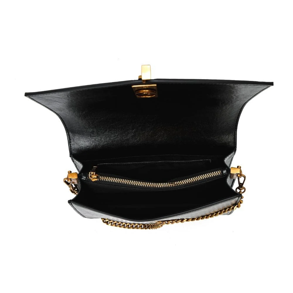 Bolsa Média Rústico Liso Preto Corrente - vista 5 de 7