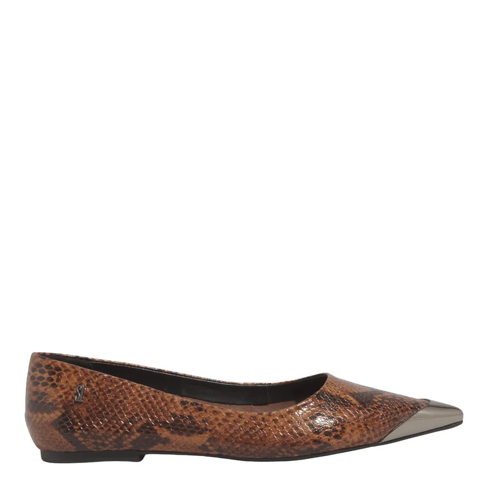 Sapatilha Animal Print Cobra Bico Fino Metal - vista 1 de 6