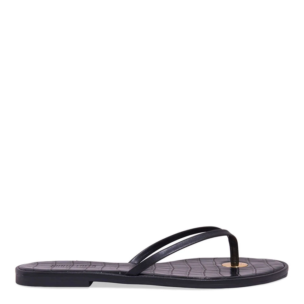 Rasteira Slim Napa Preto Croco - vista 1 de 4