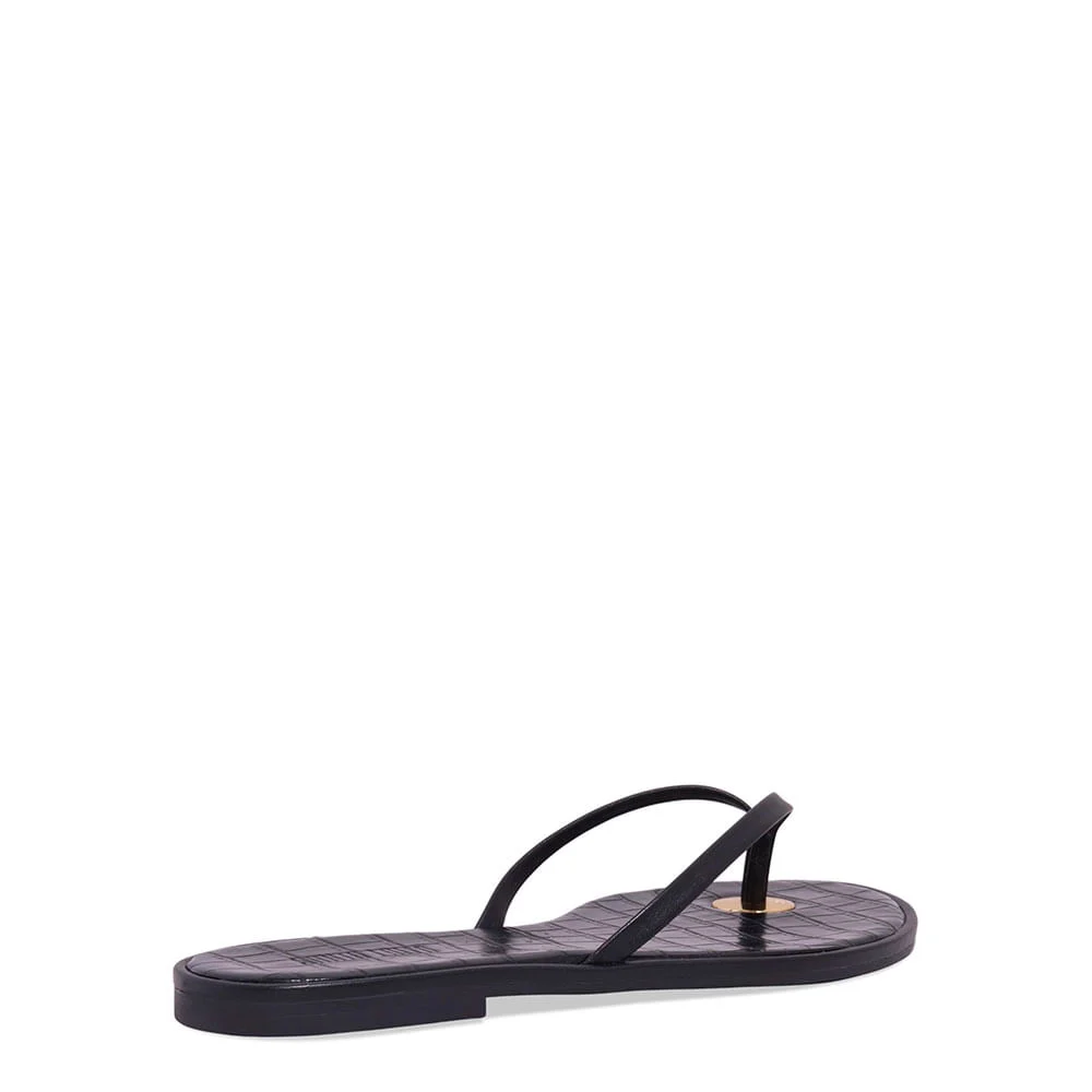 Rasteira Slim Napa Preto Croco - vista 3 de 4