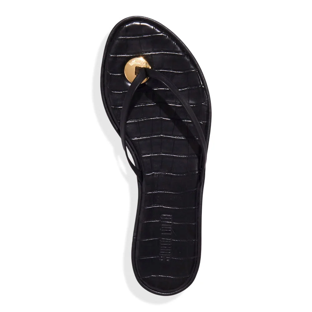 Rasteira Slim Napa Preto Croco - vista 4 de 4