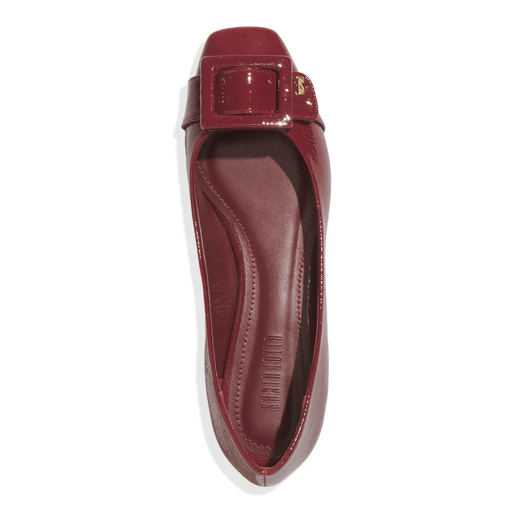 Sapatilha Fivela Verniz Glossy Bico Quadrado Vermelho Carbenet - vista 4 de 6
