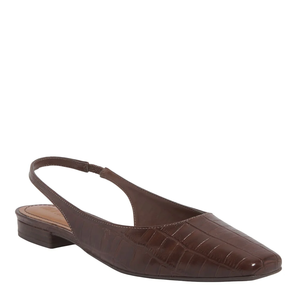 Sapatilha Slingback Croco Italiano Marrom Dark Cocoa - vista 2 de 5