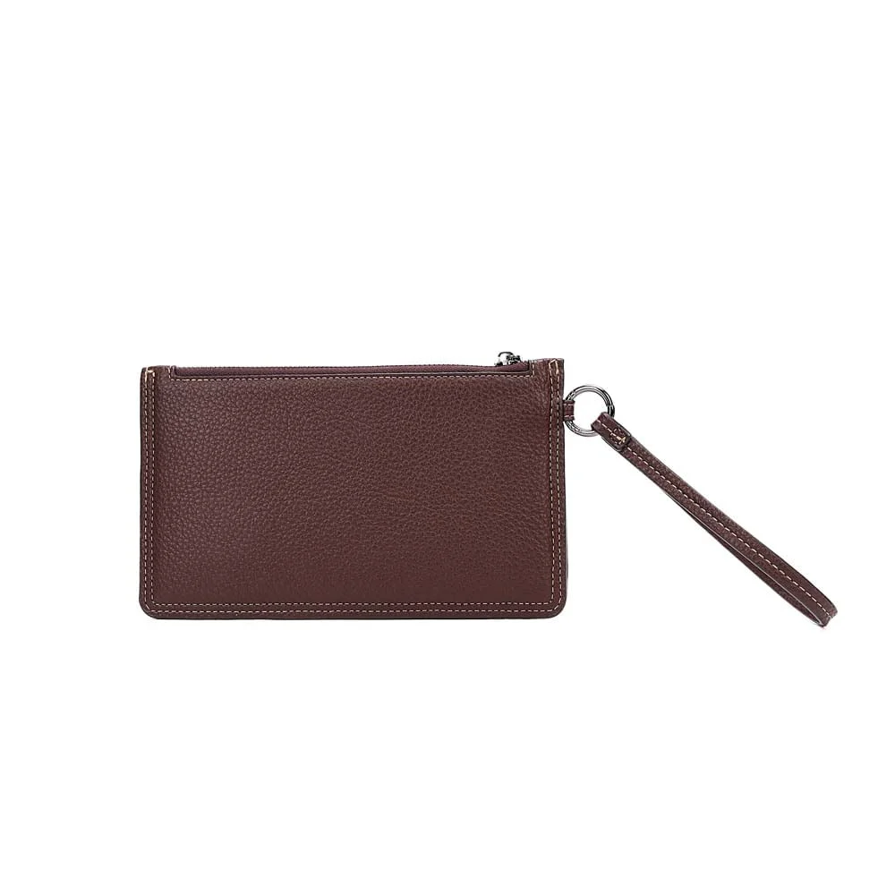 Clutch Pequena Floater Marrom Alça De Mão - vista 5 de 7