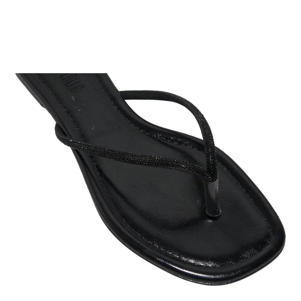 Rasteira Slim Napa Pu Preto Brilho - vista 3 de 5