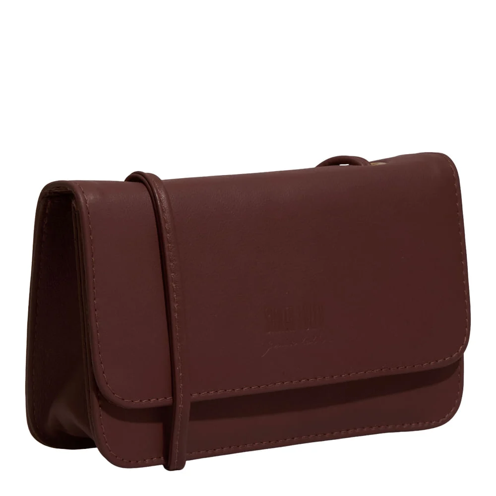 Bolsa Pequena Couro Soft Marrom Terracota Alça Transversal - vista 2 de 4