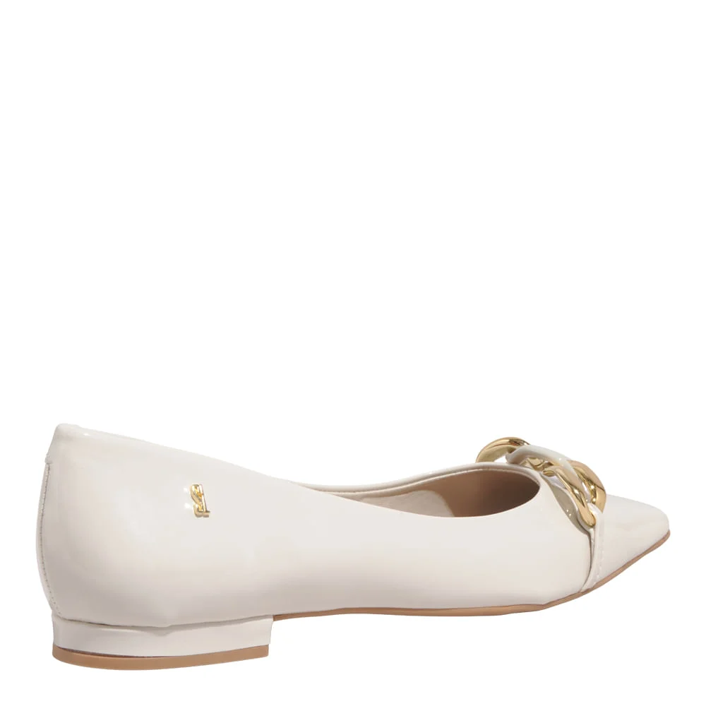 Sapatilha Verniz Anzeli Off White Bico Fino - vista 3 de 6