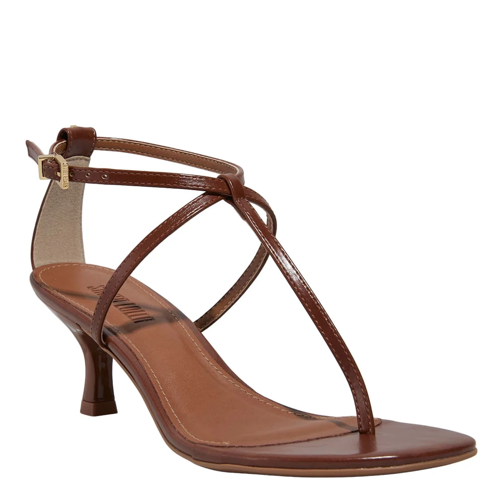 Sandália Salomé Napa Plush Marrom Salto Baixo - vista 2 de 4