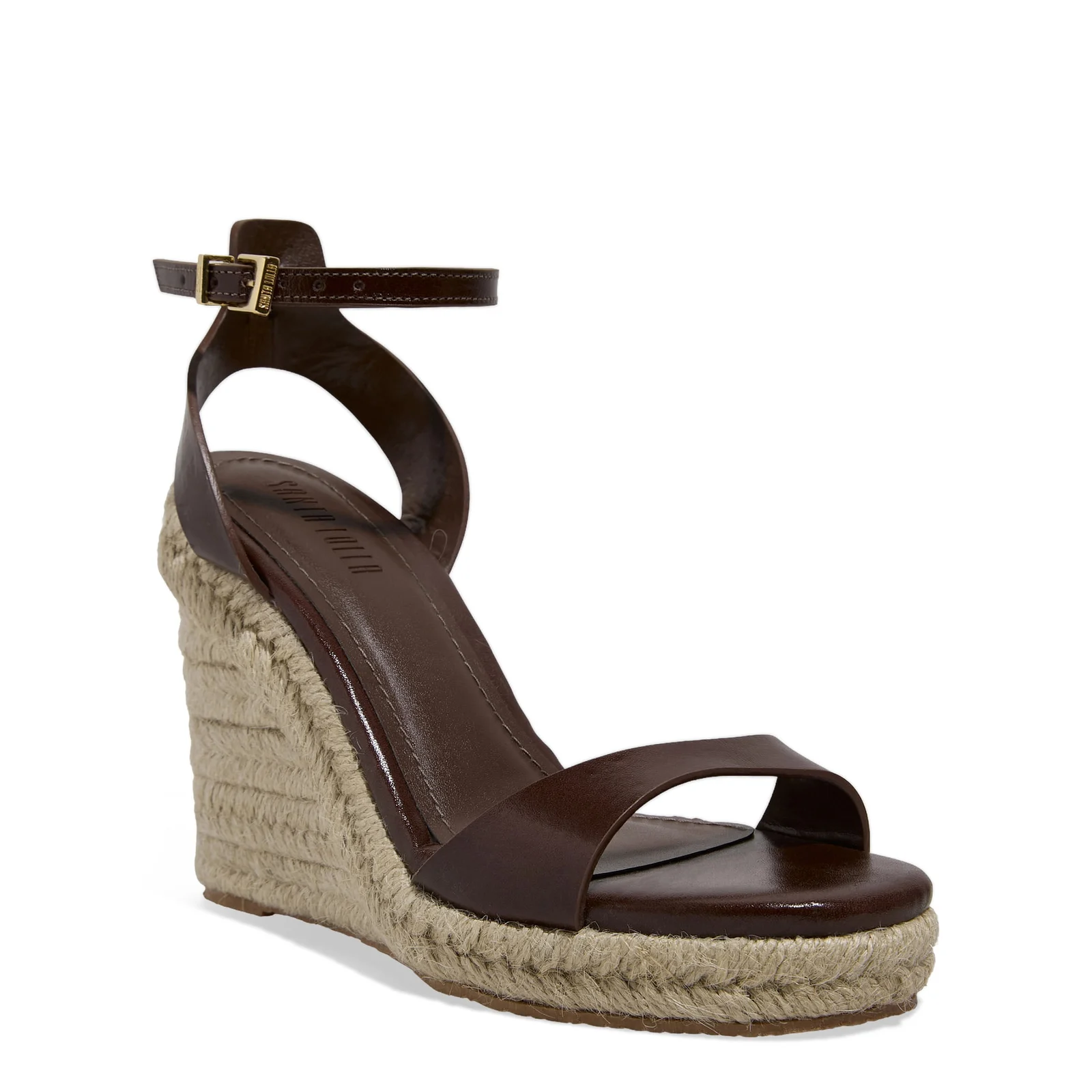 Sandália Espadrille Couro Marrom Dark Anabela - vista 2 de 4
