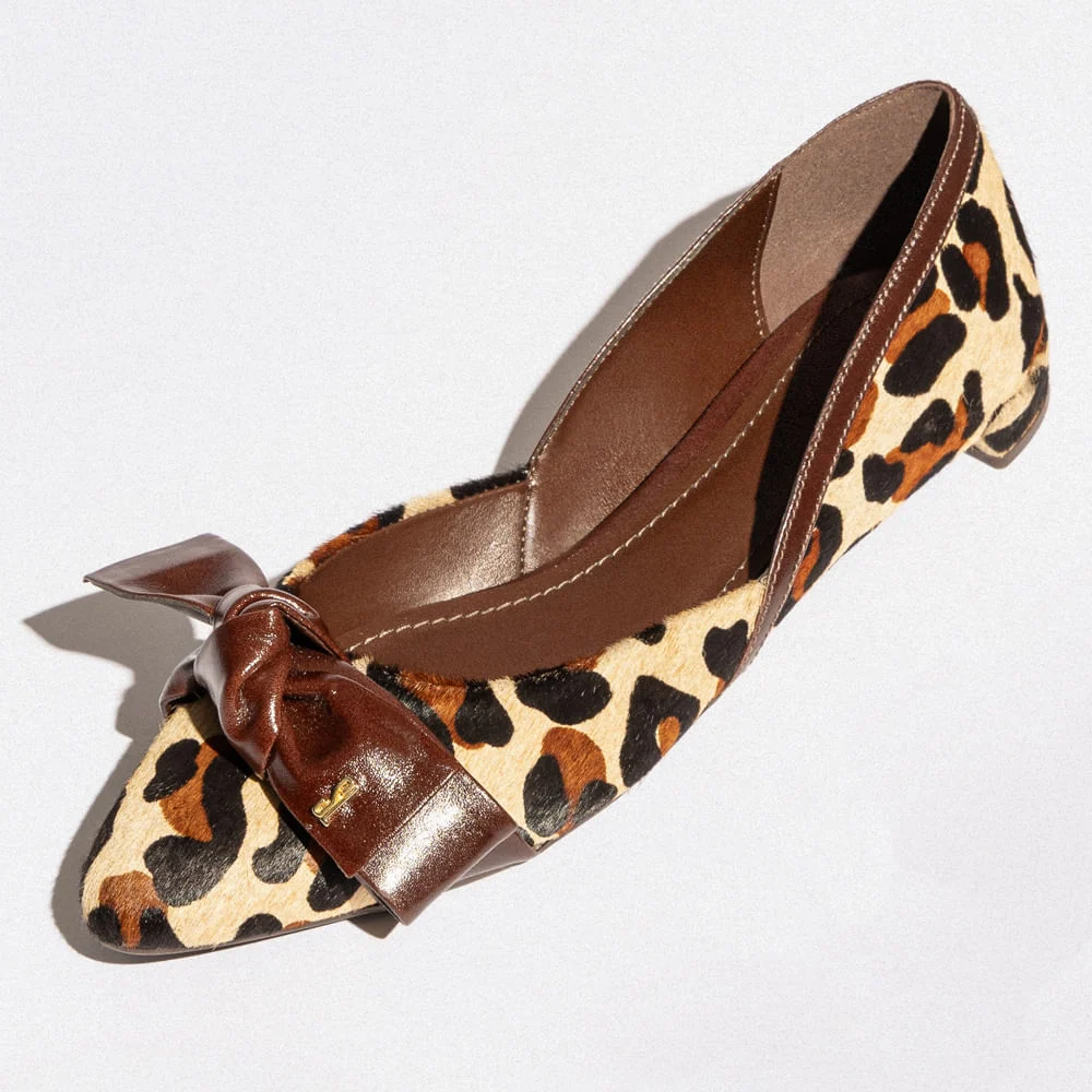Sapatilha Laço Couro Pelo Animal Print Onça - vista 1 de 6