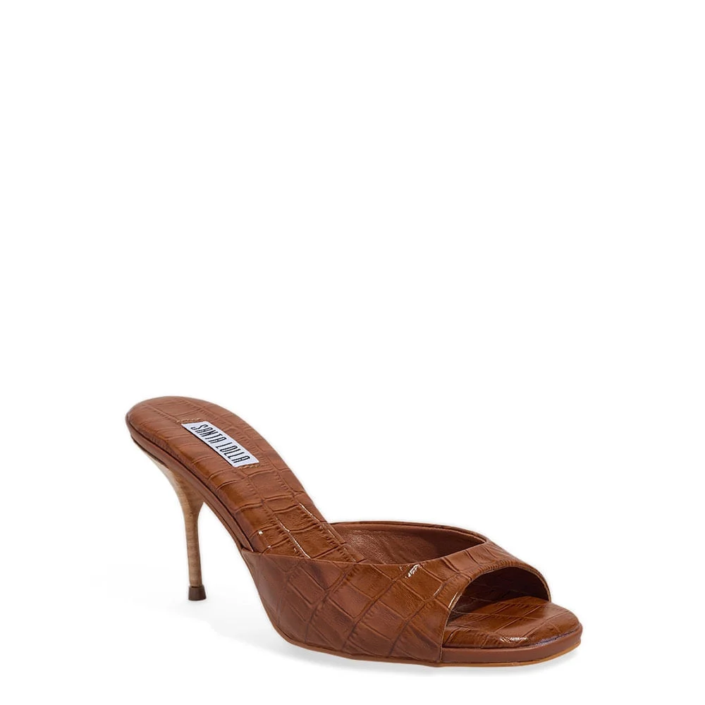 Mule Croco Italiano Salto Fino Marrom Safari - vista 2 de 4