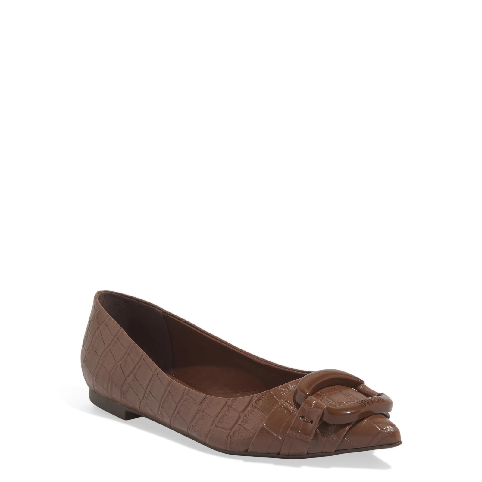 Sapatilha Croco Bico Fino Marrom Terra Fivela - vista 2 de 6