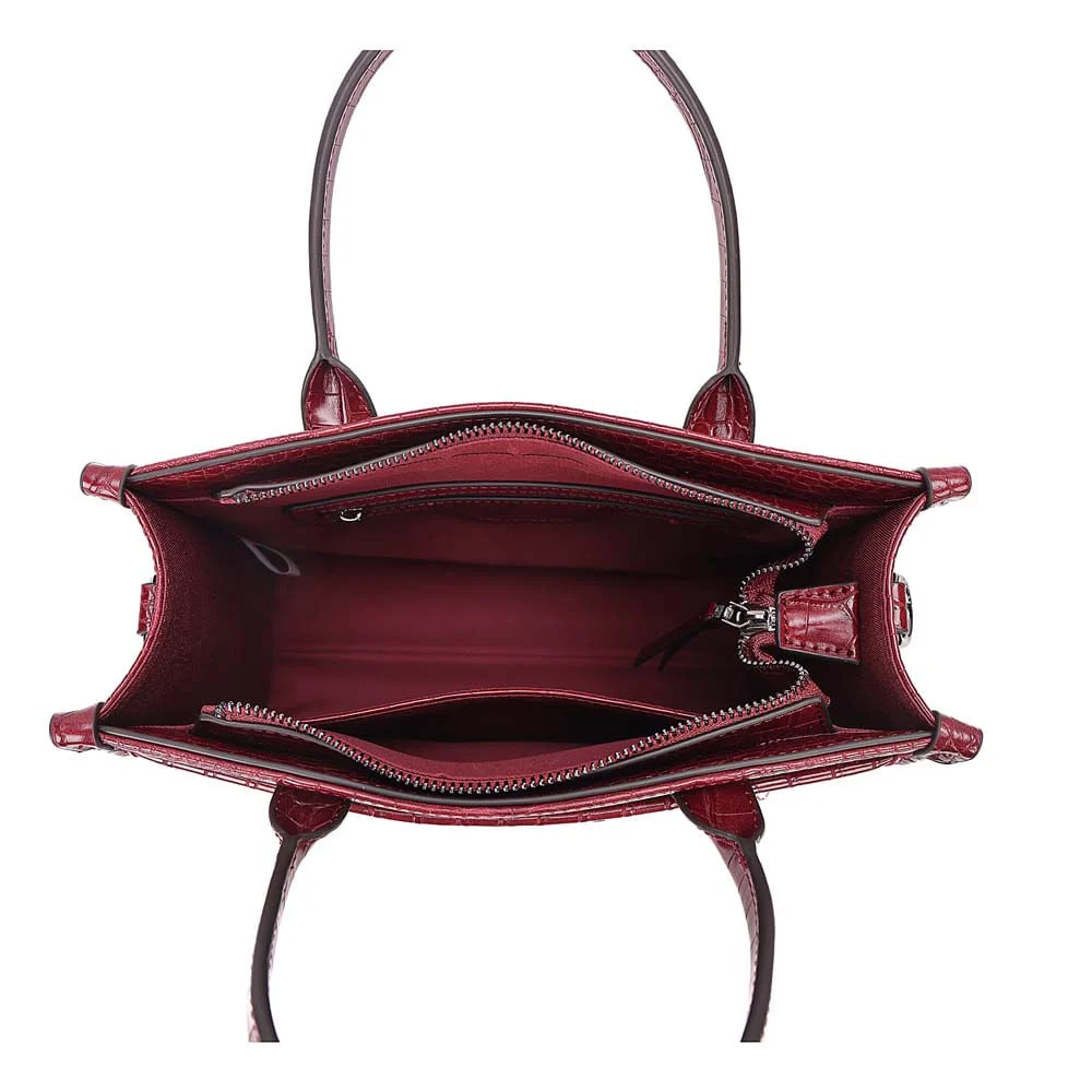 Bolsa Tote Média Croco Roxo Berry Alça Transversal - vista 8 de 8