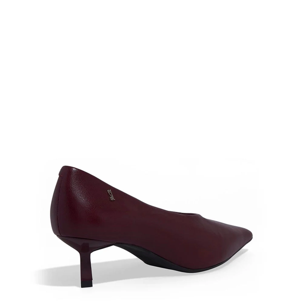 Scarpin Couro Pelica Salto Baixo Roxo Berry - vista 3 de 3