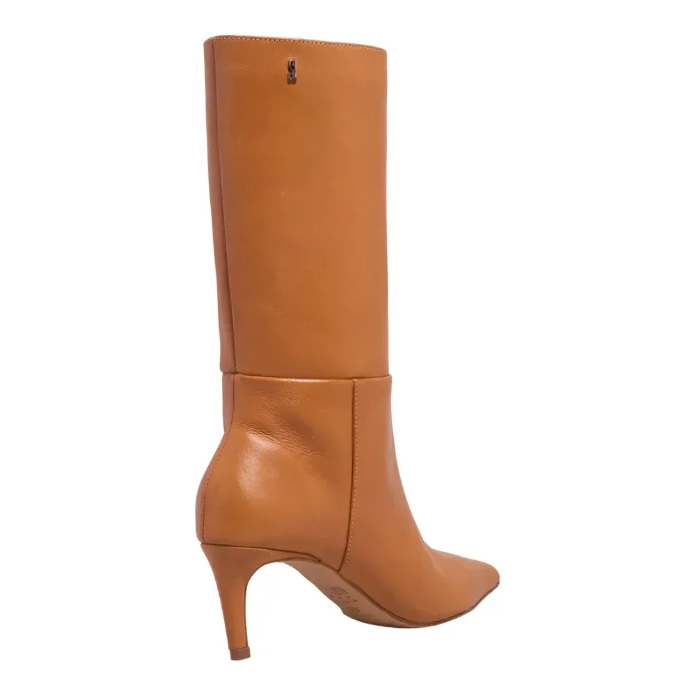 Bota Couro Cano Médio Caramelo Bico Fino - vista 2 de 2