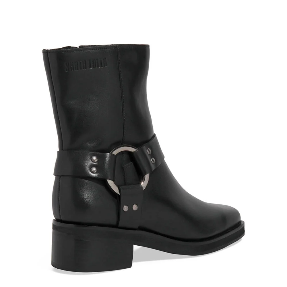 Bota Couro Preta Cano Médio Metal - vista 3 de 3