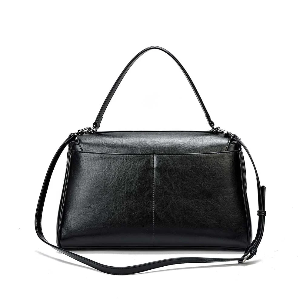 Bolsa Quadrada Rústico Liso Preto Alça Dupla - vista 5 de 7