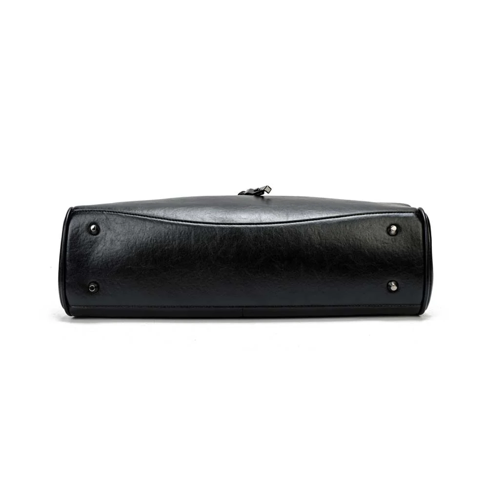 Bolsa Quadrada Rústico Liso Preto Alça Dupla - vista 6 de 7
