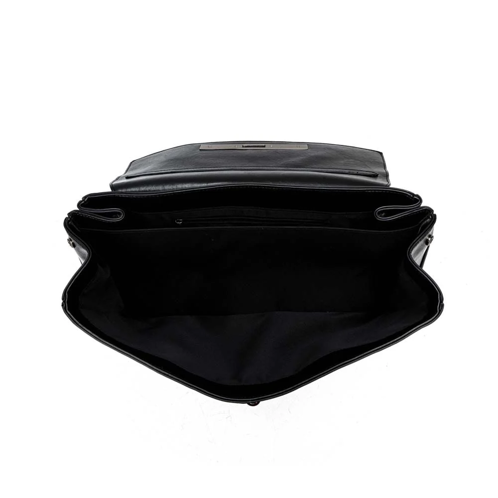 Bolsa Quadrada Rústico Liso Preto Alça Dupla - vista 7 de 7