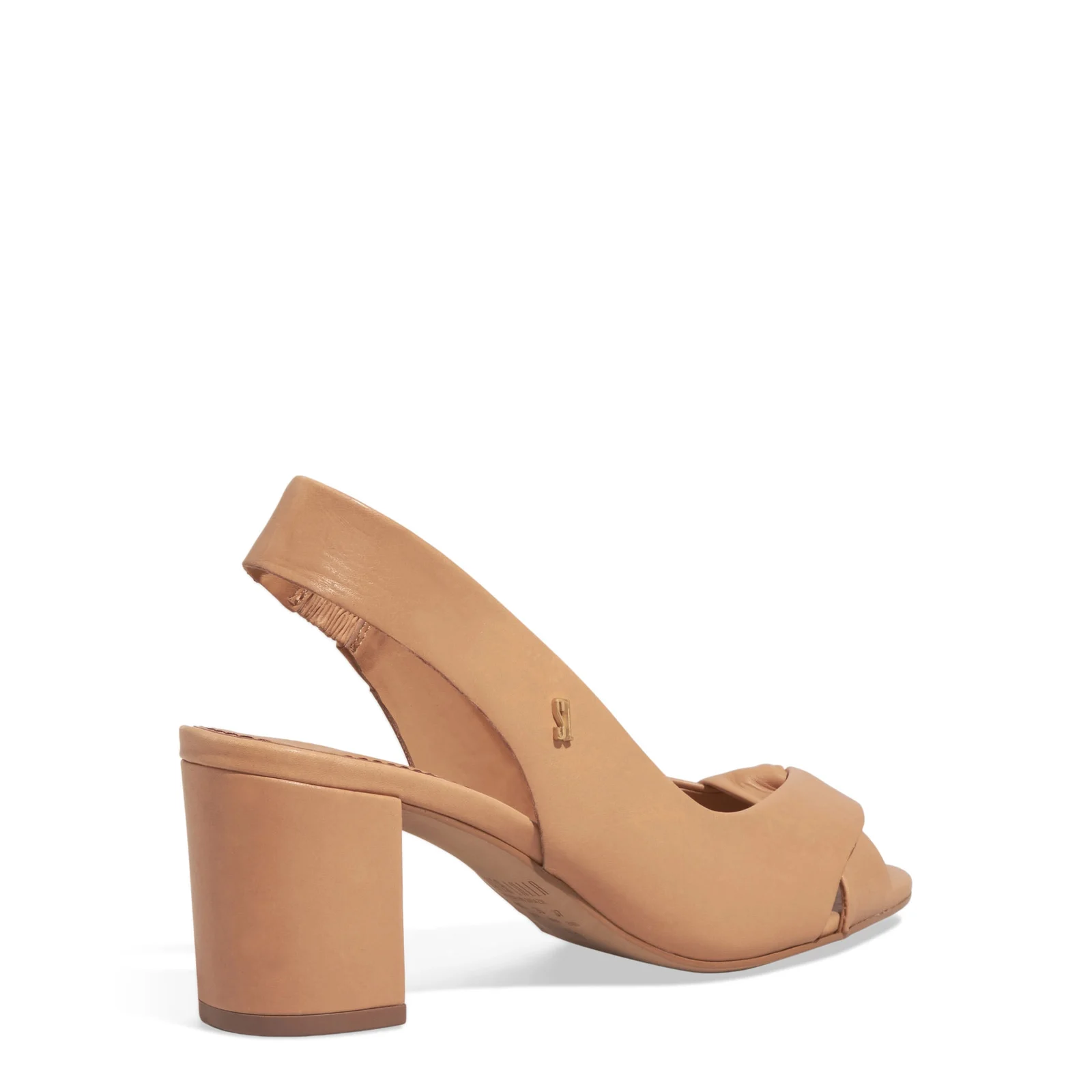 Peep Toe Slingback Couro Salto Bloco Bege - vista 4 de 4