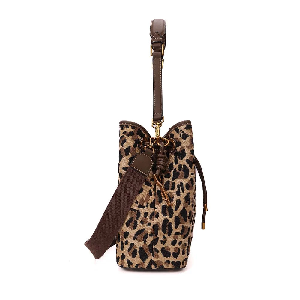 Bolsa Bucket Palha Tramado Animal Print Onça - vista 4 de 7