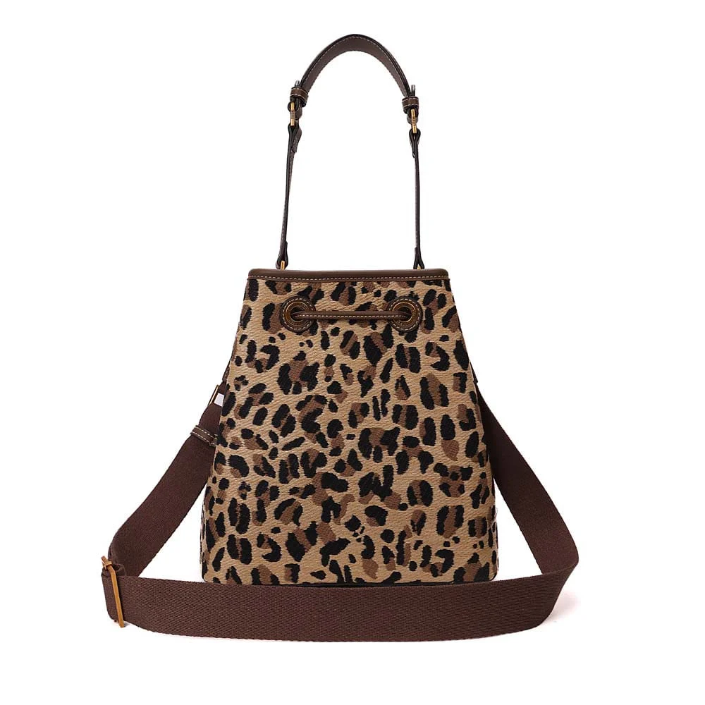 Bolsa Bucket Palha Tramado Animal Print Onça - vista 5 de 7