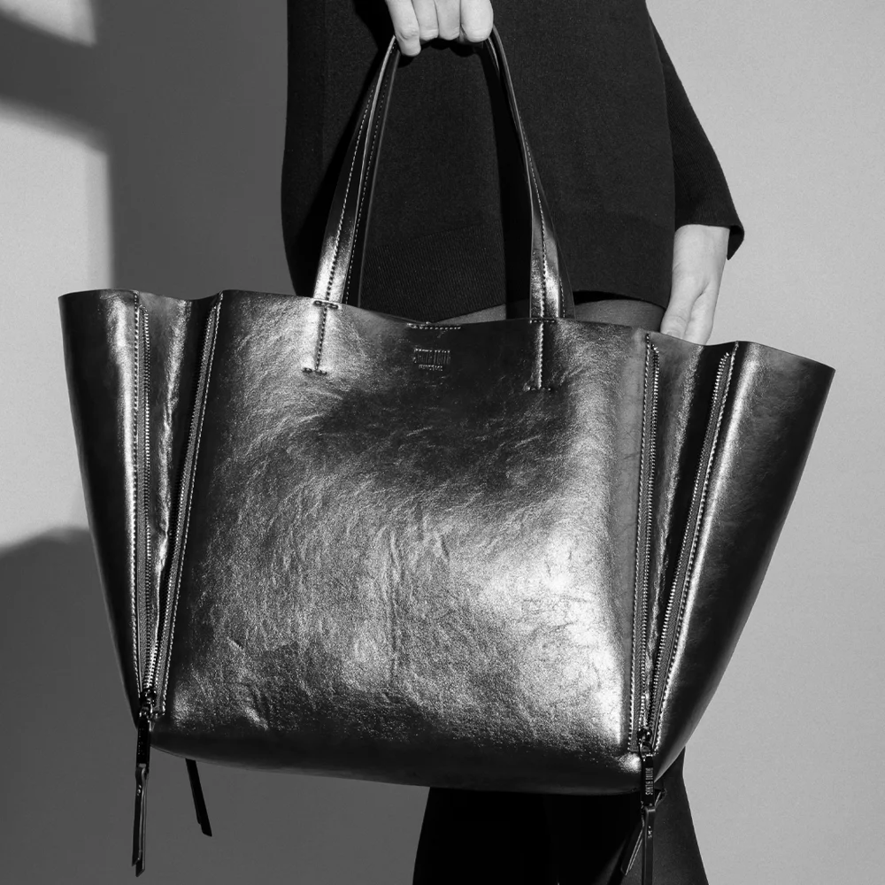 Bolsa Shopper Grande Rústico Preto Zíper - vista 2 de 9