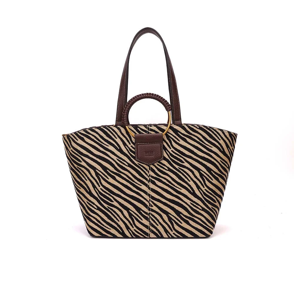 Bolsa Shopper Palha Zebra Animal Print Alça Dupla - vista 2 de 8