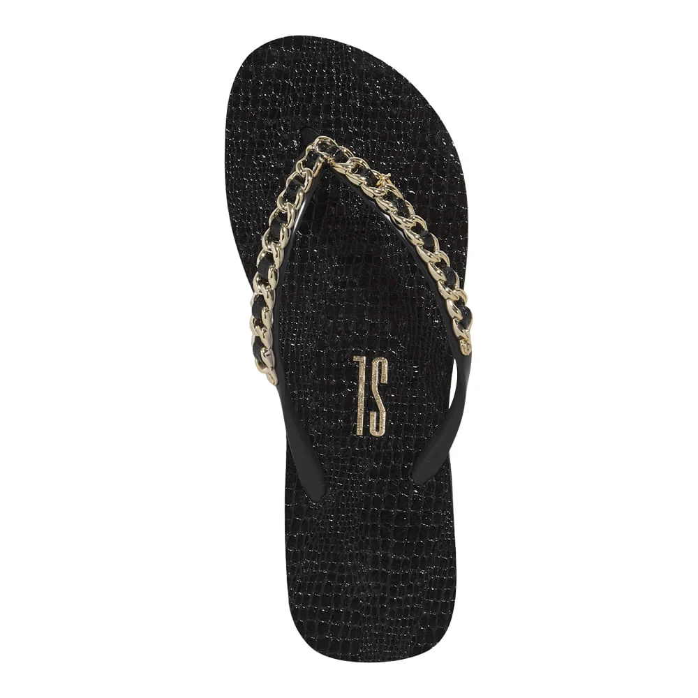 Chinelo Flip Flop Croco Corrente Preto - vista 3 de 5