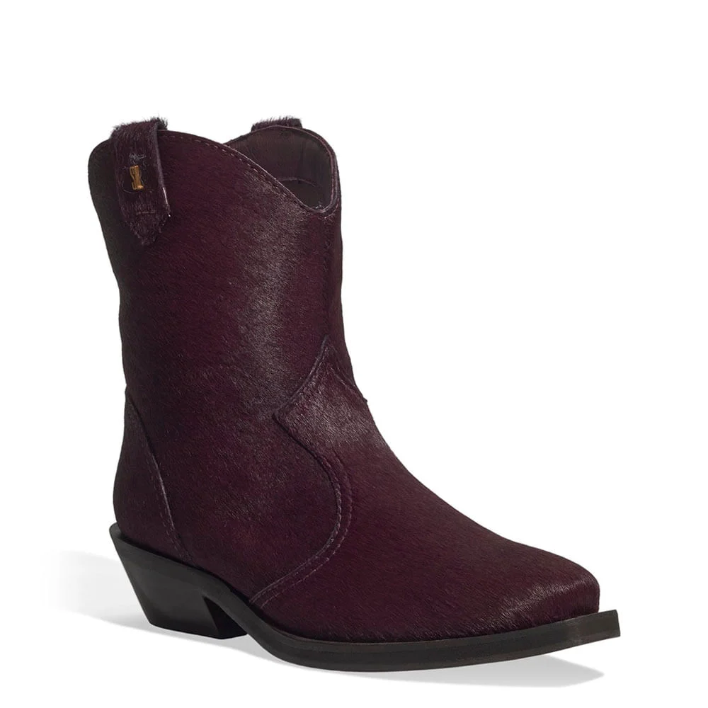 Bota Western Couro Pelo Liso Cano Longo Roxo Berry - vista 2 de 3