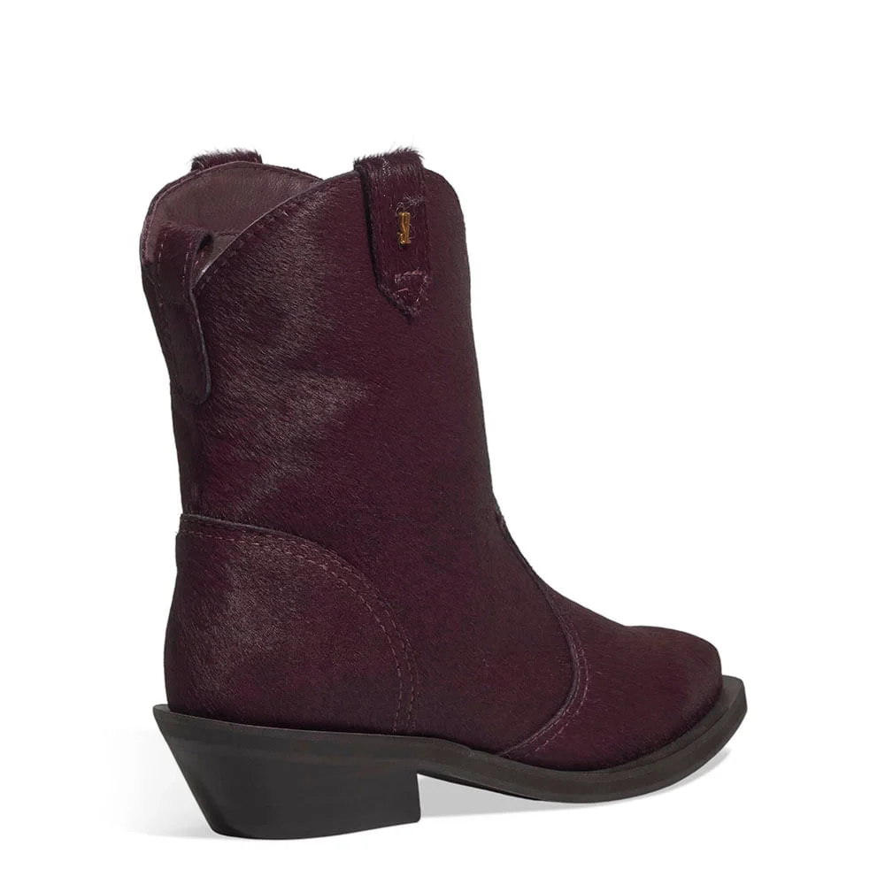 Bota Western Couro Pelo Liso Cano Longo Roxo Berry - vista 3 de 3