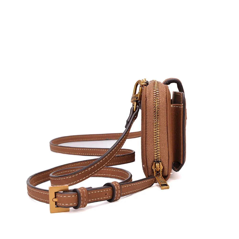 Bolsa Carteira Nobuck Marrom Safari Alça Transversal - vista 4 de 7
