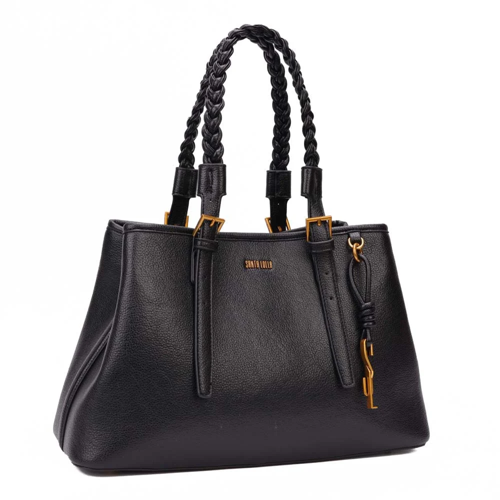 Bolsa Grande Floater Preto Alça Trançada - vista 2 de 7
