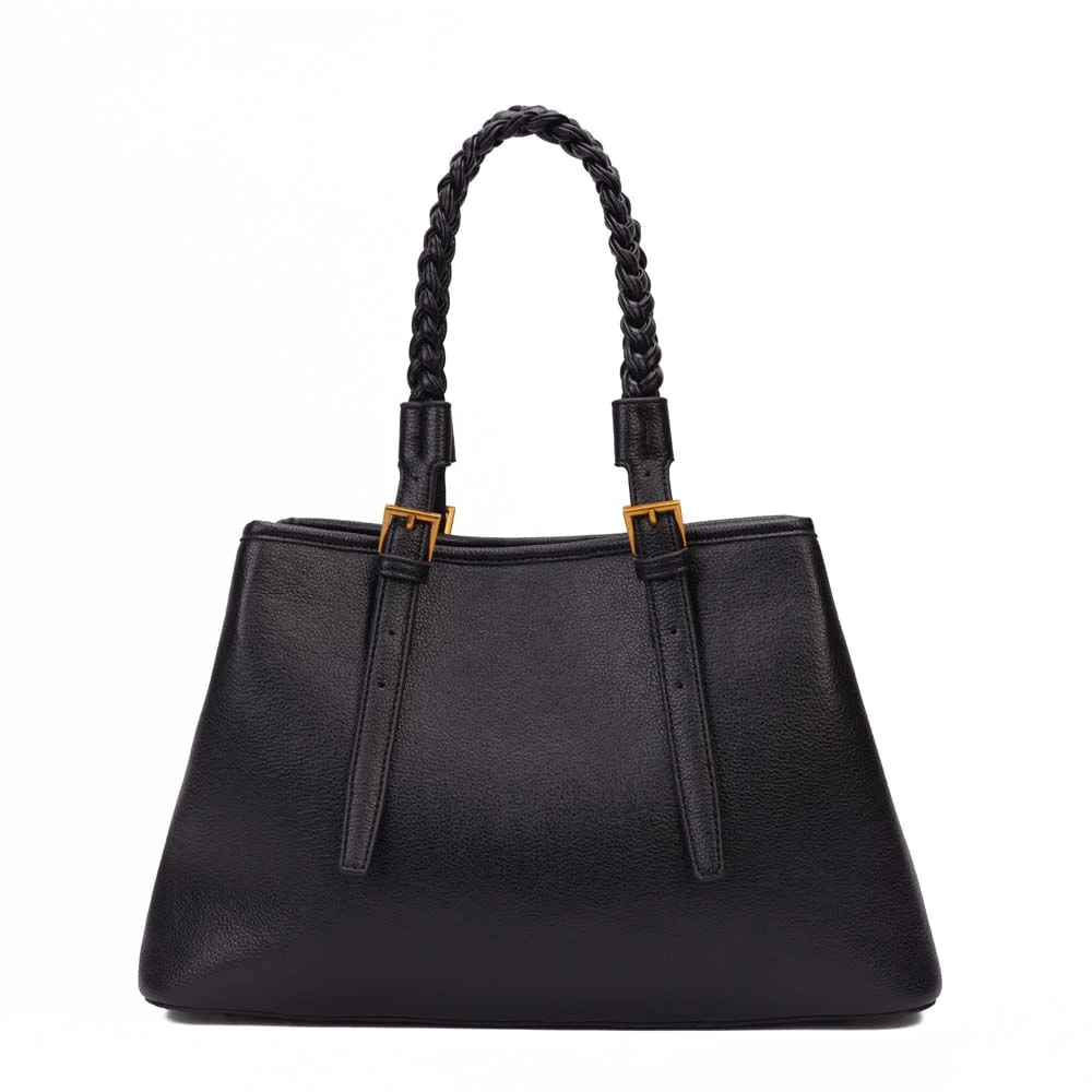 Bolsa Grande Floater Preto Alça Trançada - vista 5 de 7