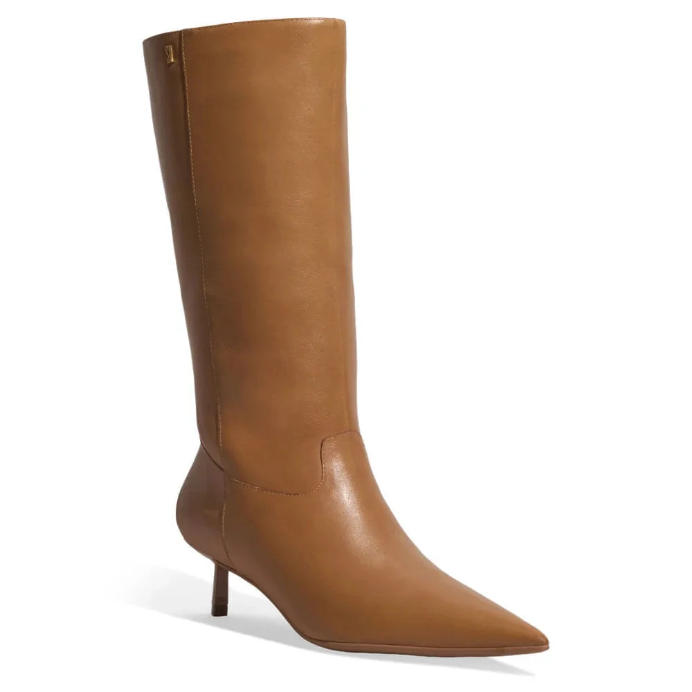 Bota Couro Cano Alto Marrom Doce de Leite Salto Baixo - vista 2 de 3