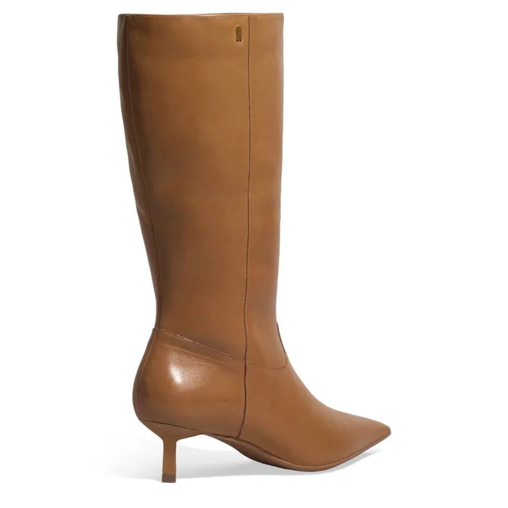 Bota Couro Cano Alto Marrom Doce de Leite Salto Baixo - vista 3 de 3