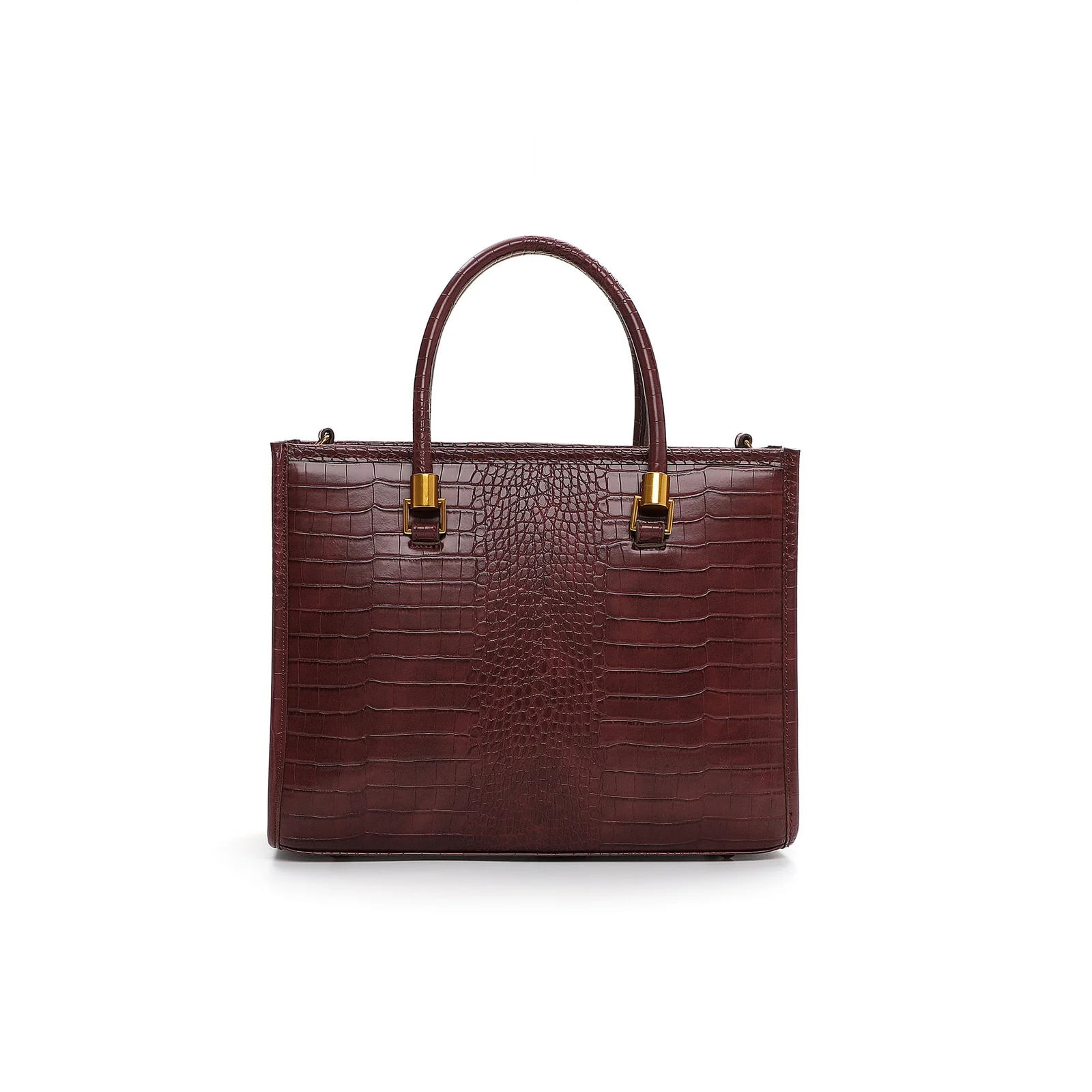 Bolsa Grande Quadrada Croco Roxo Berry Transversal - vista 3 de 5
