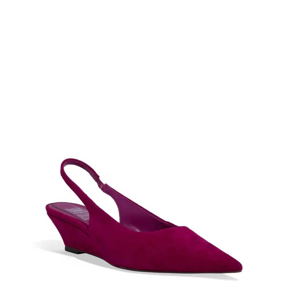 Scarpin Slingback Couro Camurça Rosa Pink Anabela - vista 2 de 3