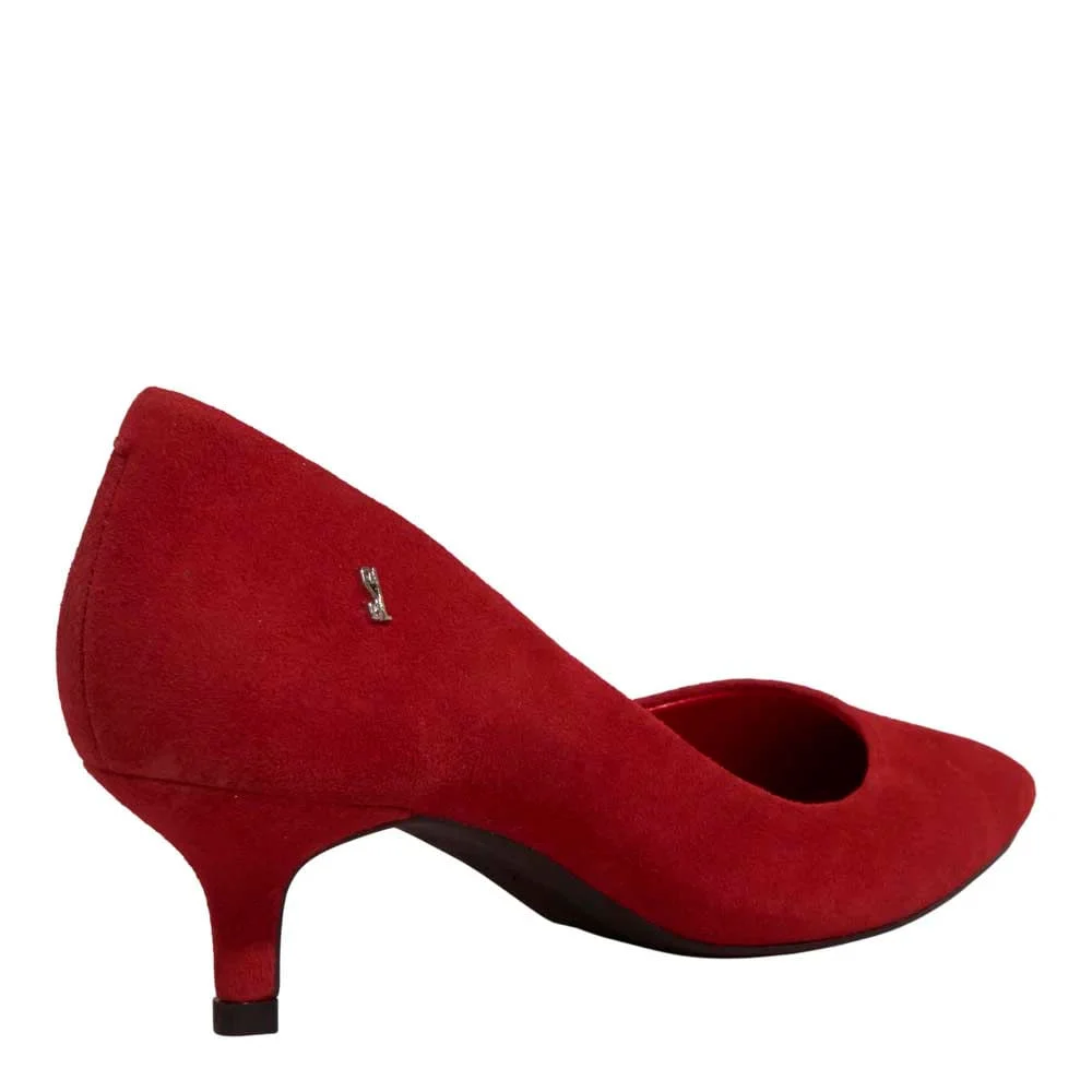 Scarpin Couro Nobuck Vermelho Salto Baixo - vista 3 de 3