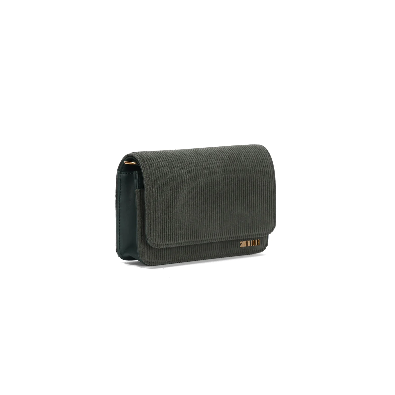 Bolsa Pequena Veludo Cotelê Verde Transversal - vista 2 de 3