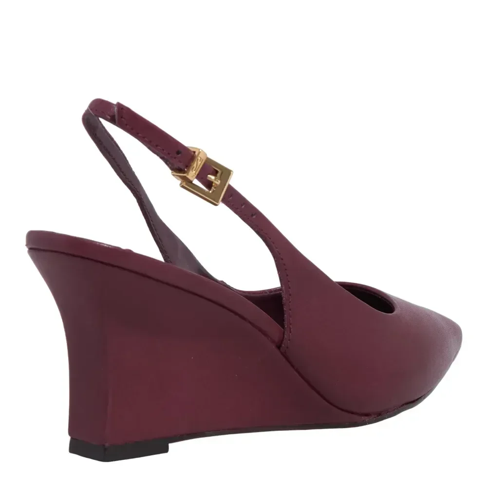 Scarpin Slingback Couro Anabela Roxo - vista 3 de 3