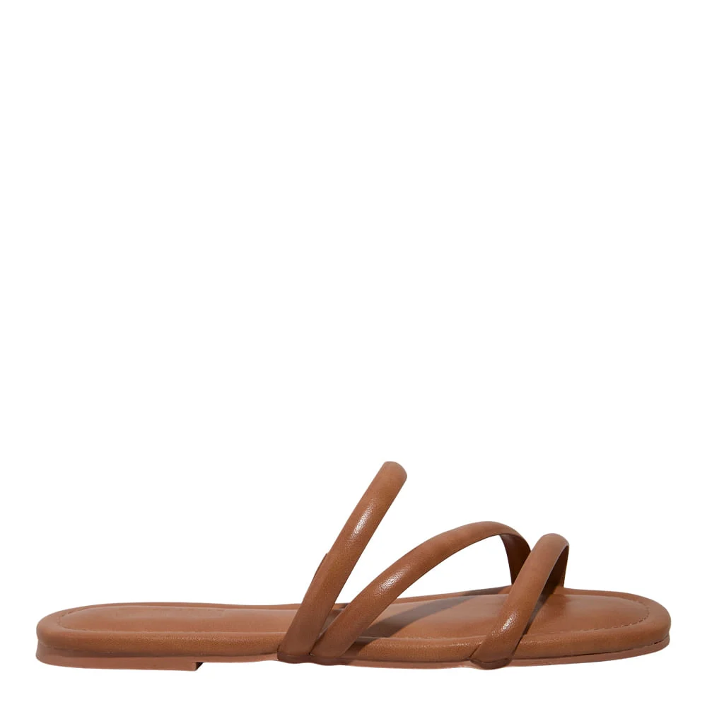 Rasteira Napa Toquio Marrom Camel Bico Quadrado - vista 1 de 5