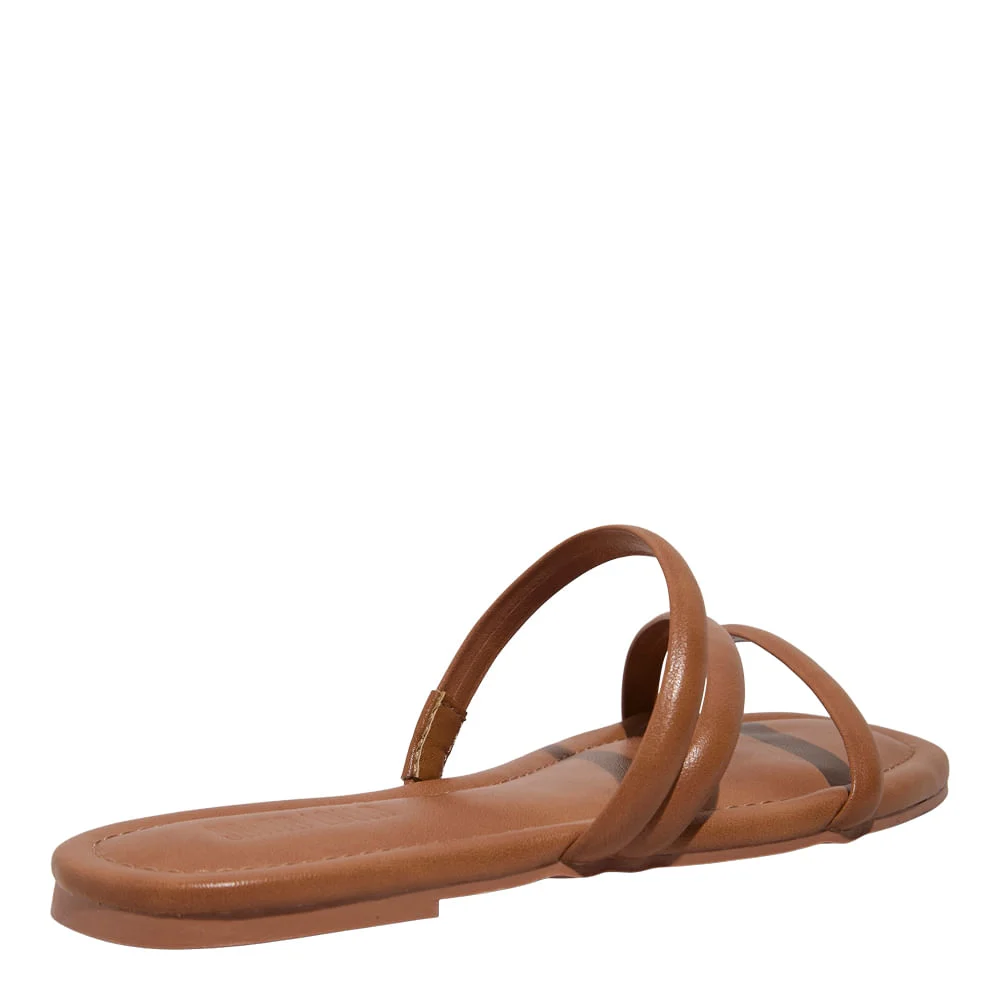 Rasteira Napa Toquio Marrom Camel Bico Quadrado - vista 3 de 5