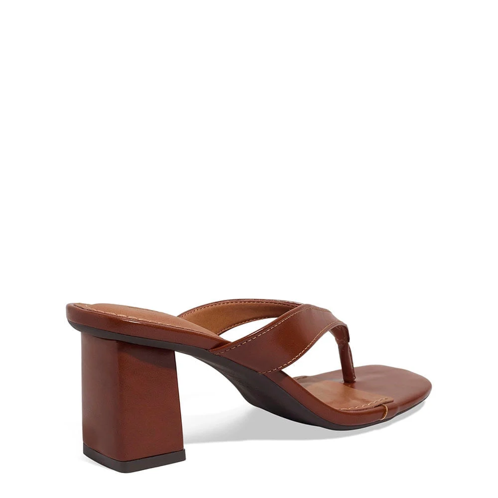 Mule Thong Napa Pu Salto Grosso Marrom Whisky - vista 3 de 3