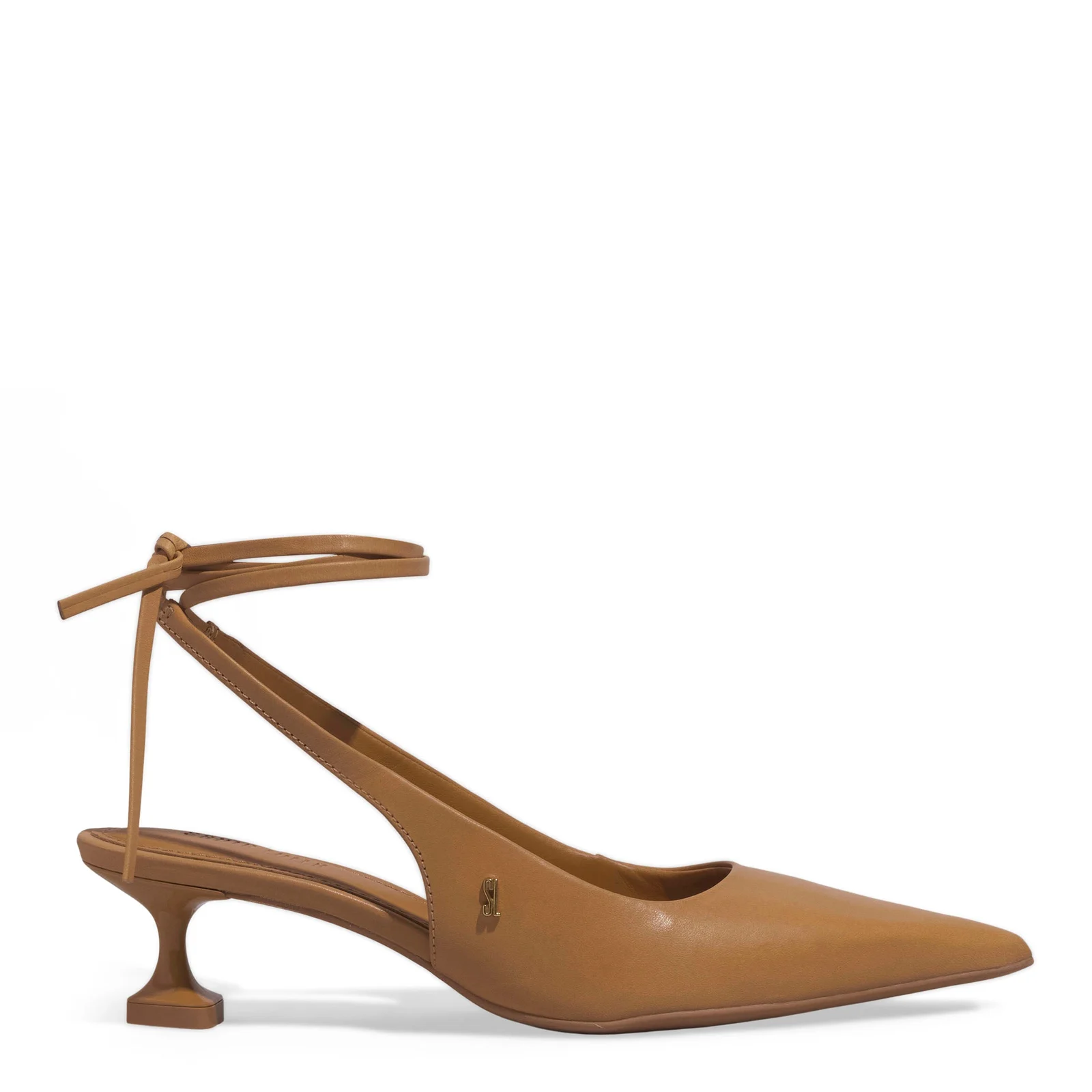 Scarpin Slingback Couro Pelica Salto Baixo Taça Marrom Doce De Leite - vista 1 de 4
