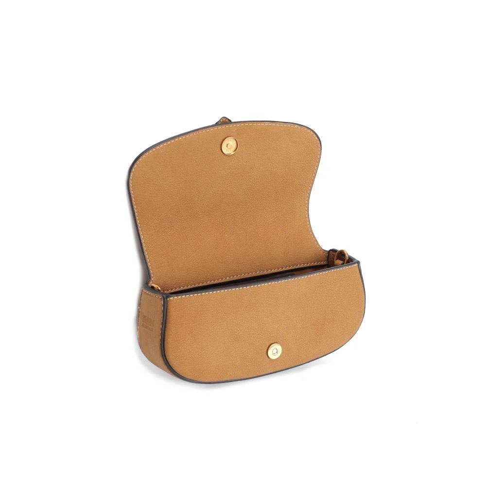 Bolsa Nobuck Pequena Transversal Marrom Cadeado - vista 3 de 3