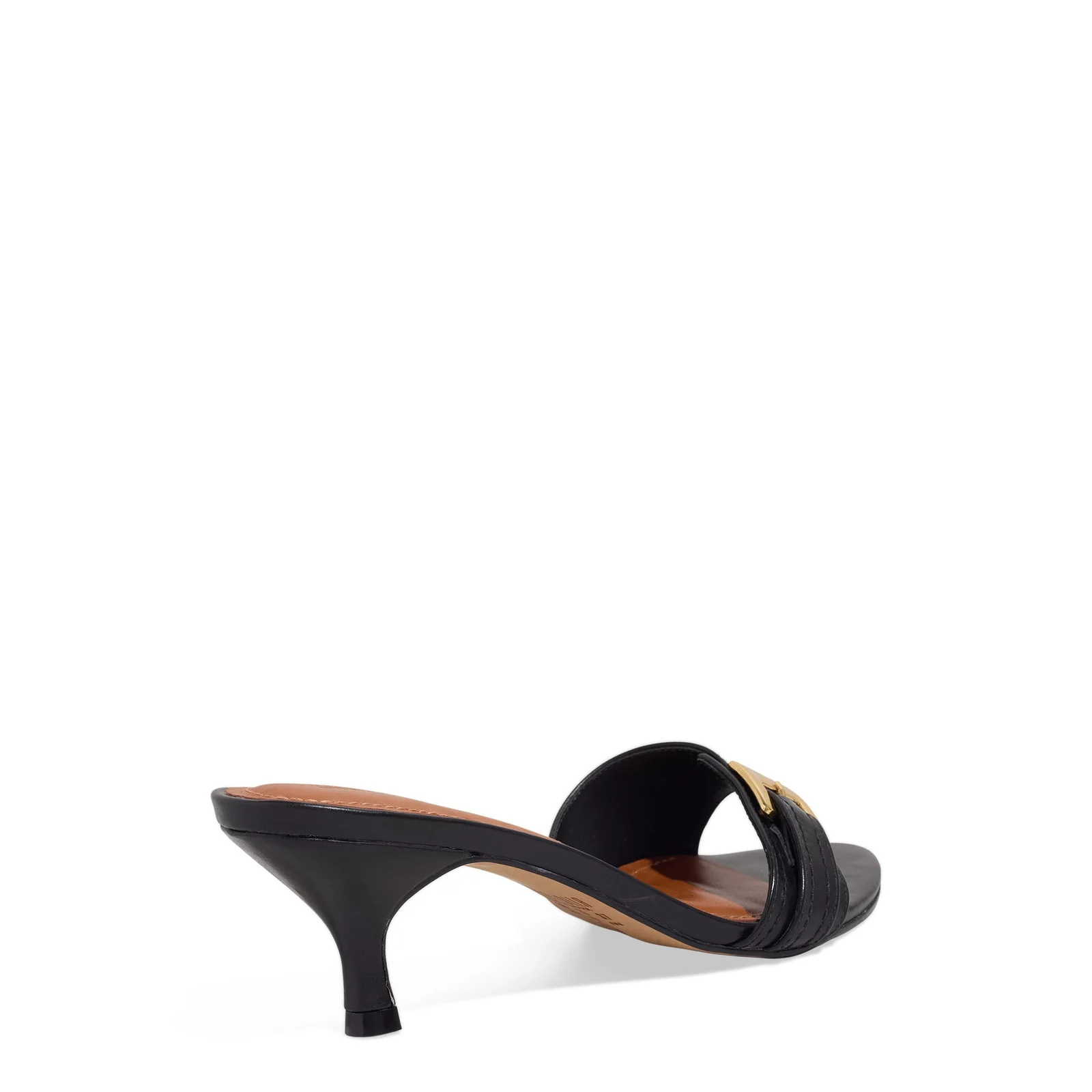 Mule Fivela Couro Nobre Soft Preto Salto Baixo Fino - vista 3 de 4