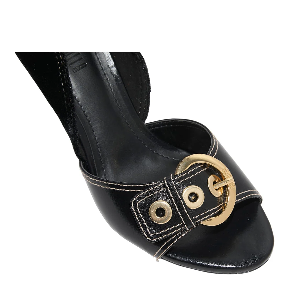Peep Toe Couro Confort Preto Salto Alto Fino - vista 4 de 5
