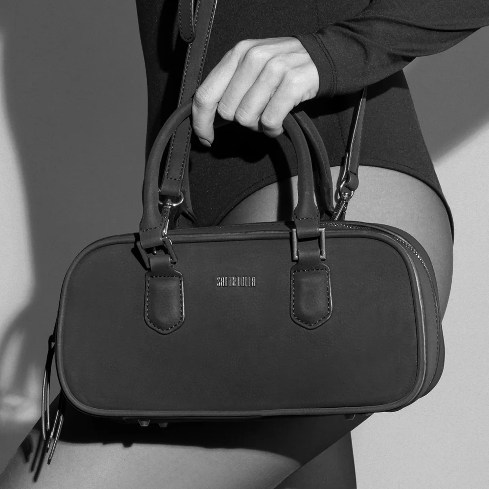 Bolsa Média Nobuck Estruturada Marrom Brick Duas Alças - vista 2 de 5